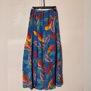 Anthropology Corey Lynn Calter S Blue Multicolor Leaf Maxi Layered Flowy Skirt